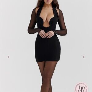 House of CB “Holly” black Plunge Mini Dress size M